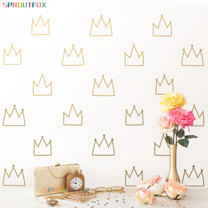 Детские наклейки на стену с розовой короной детские стены для спальни декор