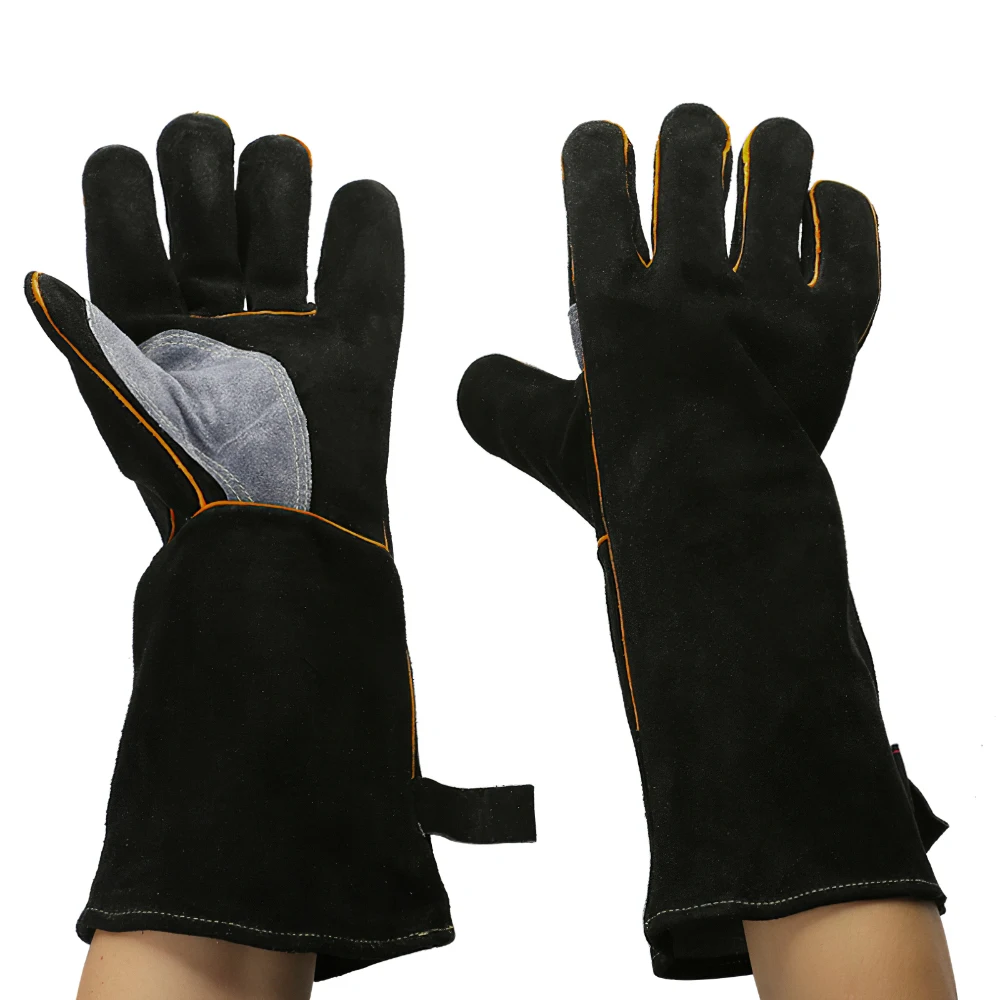 Перчатки Огнестойкие кожаные жаропрочные митенки с прострочкой идеально