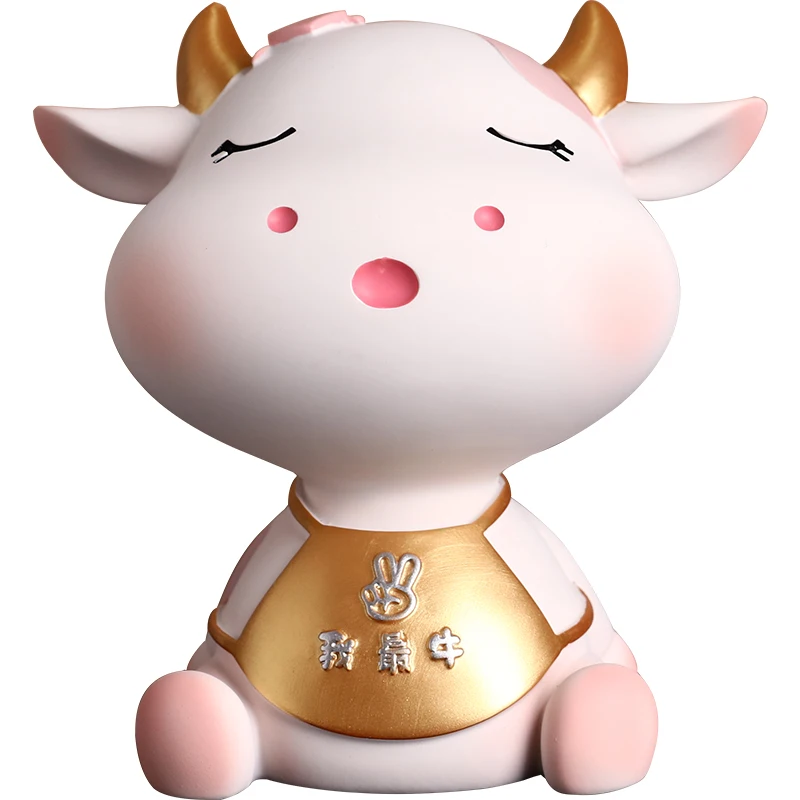 

2021 Year of the Ox mascot cattle ornaments creative lovely children's room saving money piggy bank girls bedroom decorations
