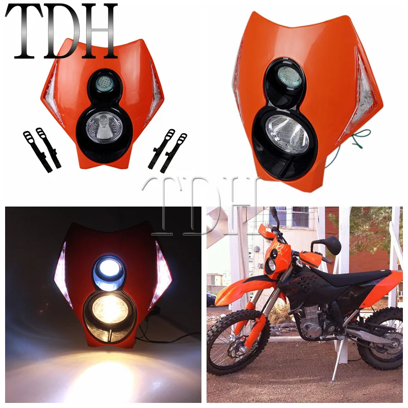 

Motocross Orange Headlight LED Vision Turn Signal Light Headlamp Dual Sport Streetfighter For Honda Yamaha Suzuki KTM EXC SX SXC