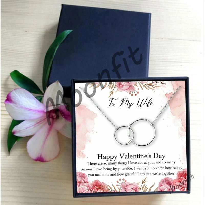 Valentine's Day Gifts Gold Necklace Women Infinity Double Circles Pendant Two Interlocking Choker Necklaces & Wife Gift | Украшения