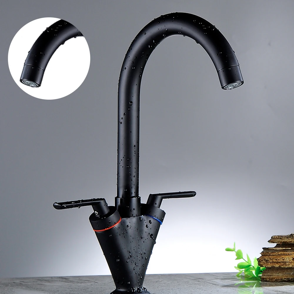 Горячая Распродажа смеситель для кухонной раковины латунный черный кухни