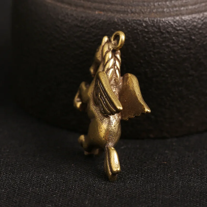 Латунный милый брелок лошадь подвески винтажная фигурка животного для ключей от