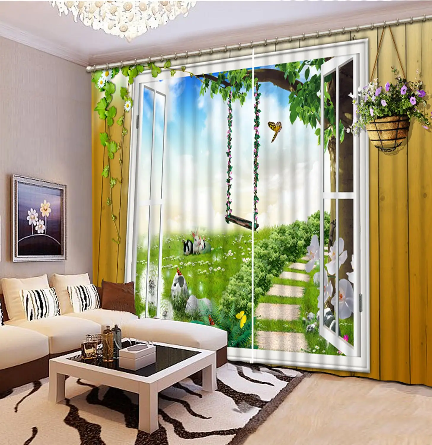 

Modern Curtains 3D Window Curtains For Living Room Bedroom Office Hotel Home Decor Drapes Window Park Room 3D Curtain