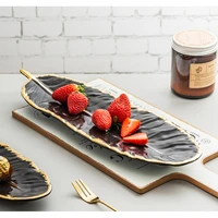 creative luxury feather storage tray ceramic fruit cake dessert tableware dish organizer jewelry decorative serving tray set