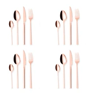 stainless steel cutlery set spoon fork knife set full tableware silverware set dinnerware 16pcs rose gold flatware dropshipping