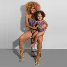 Family Matching One-Piece Swimwear Clothes Set Sleeveles Bikini Swimsuits For Mommy And Me Beach Woman Toddler Girl Swimming 10 (1)