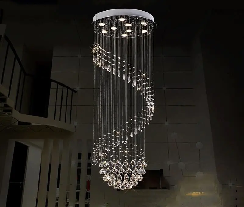 Goede Moderne Led Kristallen Kroonluchter Spiraal Ontwerp Luxe Kristallen Lamp Ladder Gang Lamp Opknoping Lamp