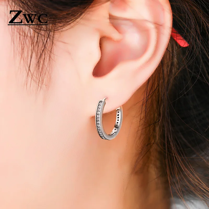 

ZWC Fashion Exquisite High Quality Crystal Inlay Round Stud Earring for Women Girl Wedding Party Temperament Earrings Jewelry
