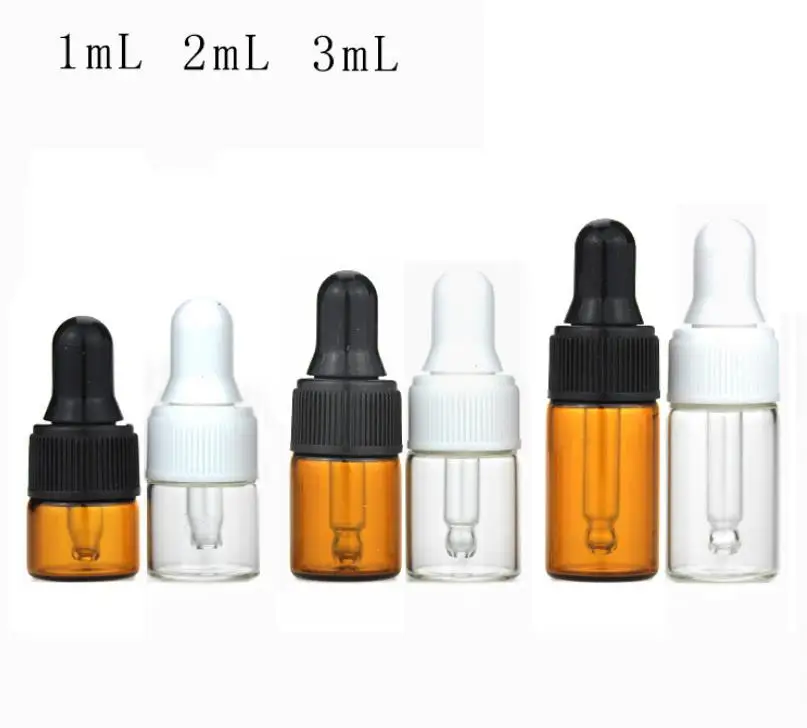 

1ml 2ml 3ml Transparent amber Dropper Bottle,Essential Oil/Perfume Samples Packaging Container SN1006