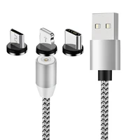 magnet charge cable nylon magnetic usb cable 3 in1 for iphone huawei samsung xiaomi phone charging cable type c micro data cable