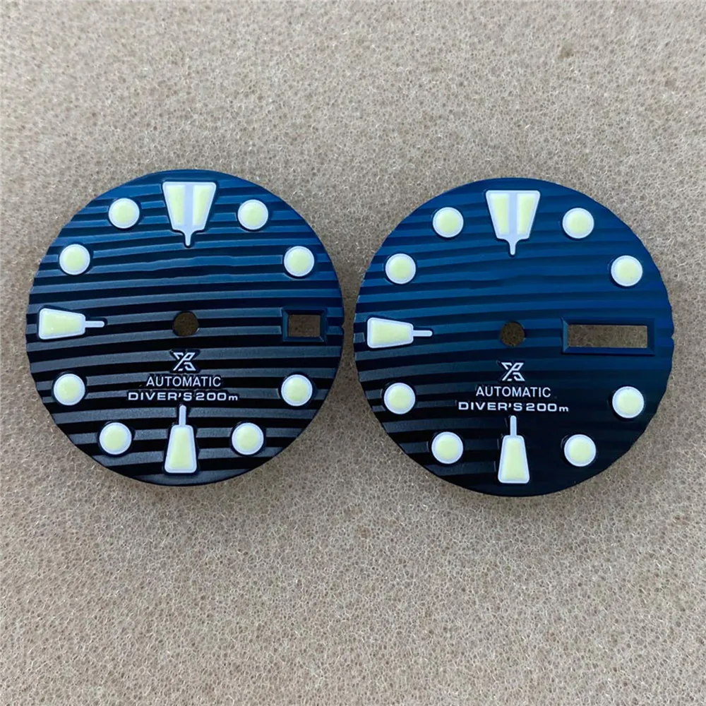 Replacement 28.5MM Luminous Dial Deep Sea Blue Men Diving Striped For NH35/NH36/ 4R36 Movement Parts | Электроника