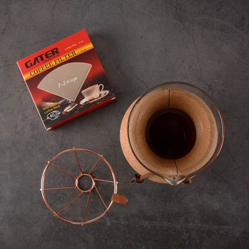 Металлическая многоразовая кофейная фильтровальная сетка цвета розового золота