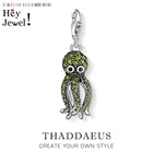 Зеленые осьминог кулон Шарм браслет шарма для женщин мужчин 2020 новые летние 925 стерлингового серебра ювелирные изделия Dazzle фестиваль океана подарок