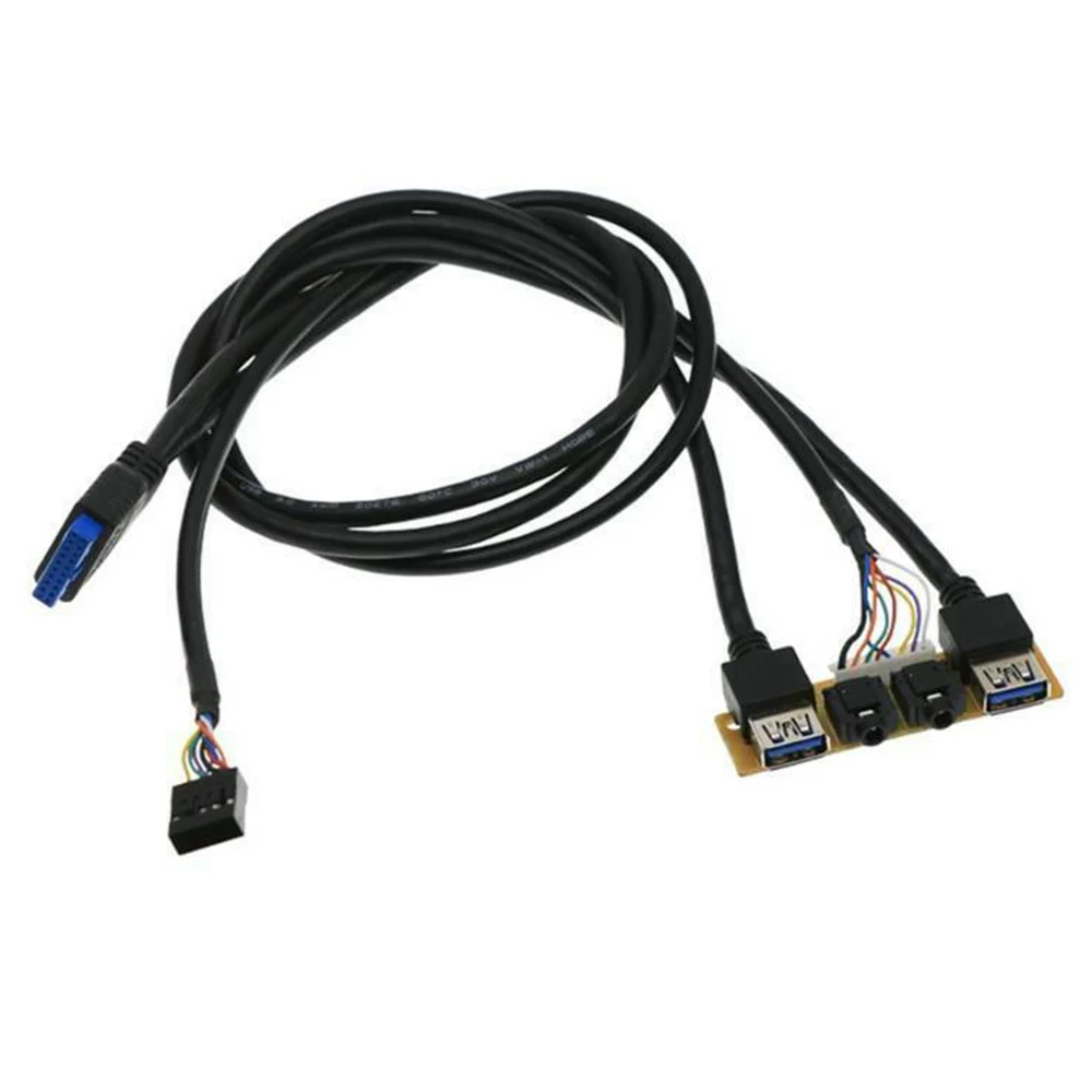 

USB Front Panel Cable 2 x USB3.0+HD Audio Jack Ports DIY Computer Chassis Front Audio Baffle Case Extension Wire for PC Desktop