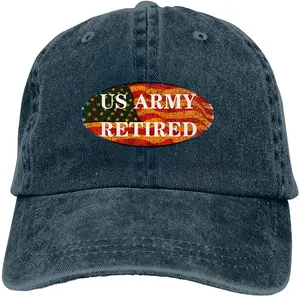 Us Army Retired Sports Denim Cap Adjustable Unisex Plain Baseball Cowboy Snapback Hat