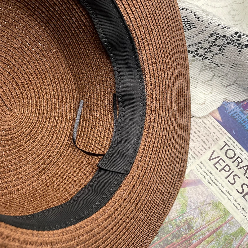 

Spring New Style Raffia Straw Hat Ribbon Letter Big Brim Ladies Sun Hat Seaside Vacation Travel Hat High Quality Ladies Hat 2021