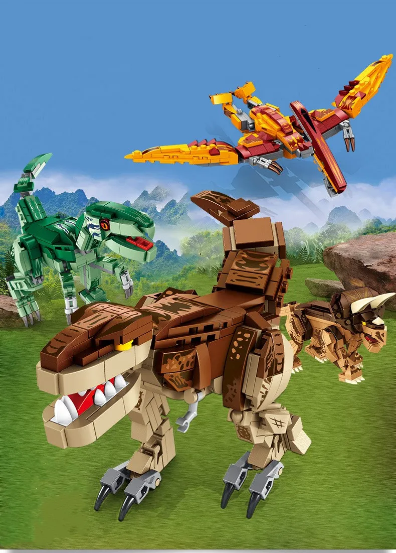 

Dinosaur Building Blocks Children's Educational Creative DIY Assembling and Inserting Toys Cartoon Animal Model Toys Kids Gift