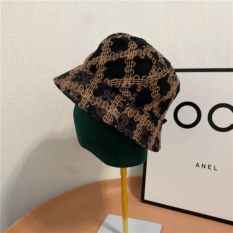 2021 Cap Summer New Women Lace Musical Note Bucket Hats England Fashion Elegant Breathable Sun Protection Sun Hats QDKPOTC