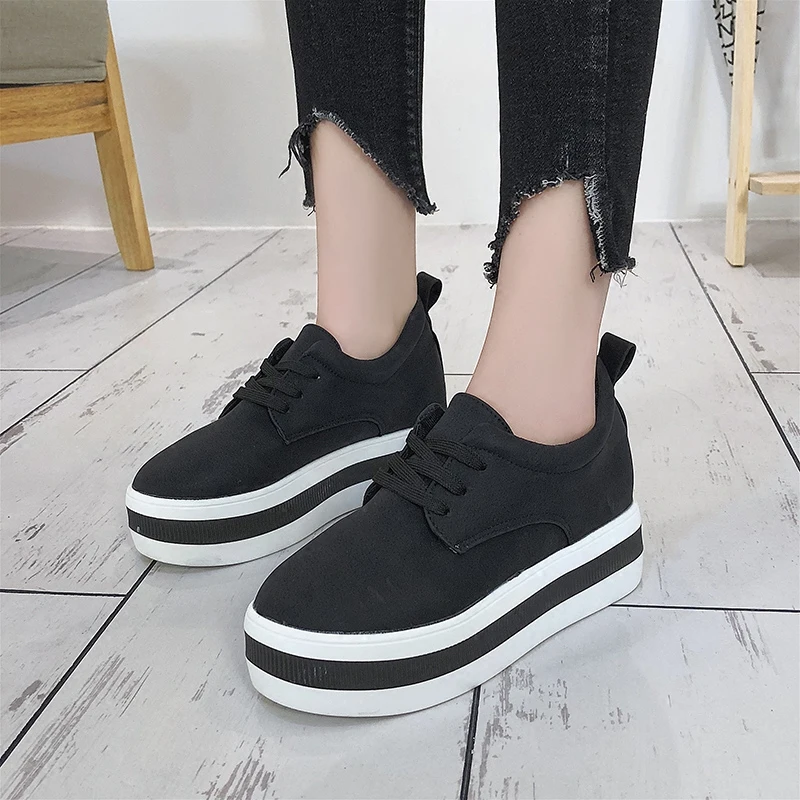 Женская Повседневная обувь из флока Сезон весна-осень Розовая на платформе Chaussure