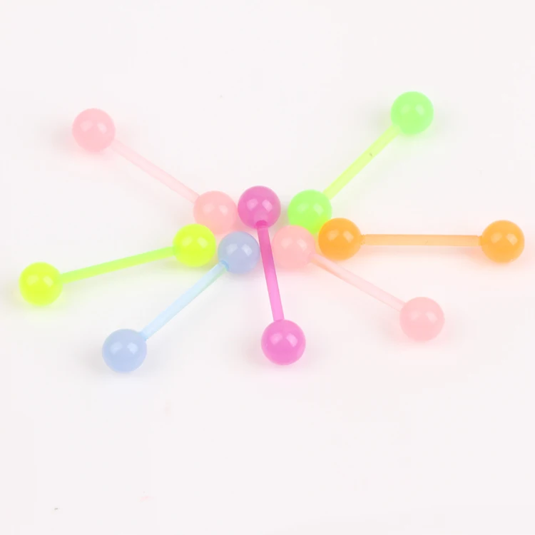 Новое поступление 7 шт Акриловые светящийся яркий мяч язык пирсинг для тела пупка