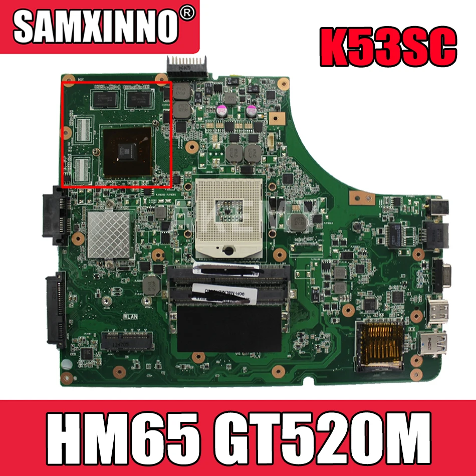 

Akemy NEW motherboard For ASUS K53SC X53S K53SV K53SM K53SJ P53Sj Laptop mainboard HM65 GT520M-GPU USB-3.0