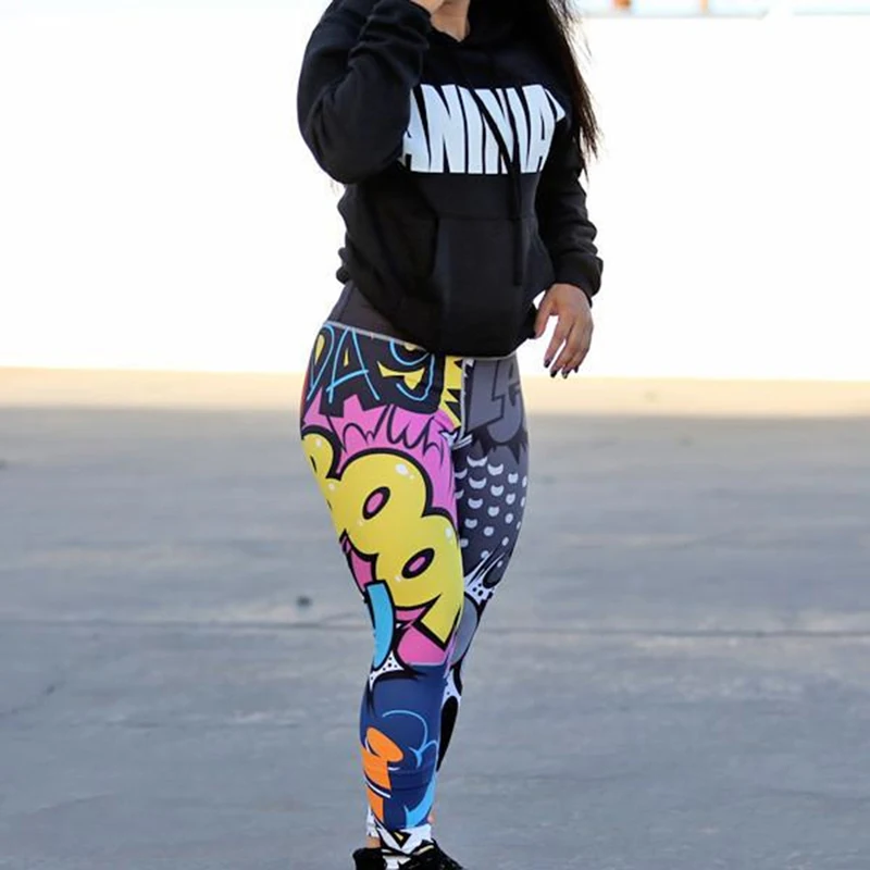 

Harajuku Printed Yoga Pants For Women 2021 Bodybuilding Skinny Sportswear High Waist Running Tight Ankle-Length Fitness Leggings