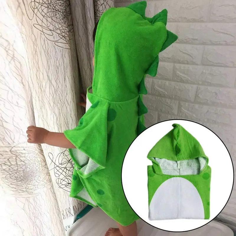 Children Bath Towel Robe Kids Hooded Beach Swimming Poncho Dinosaur Pattern(Green+White 55 Cm x 110 Cm) | Дом и сад