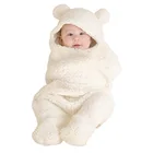 Новорожденный овечья шерсть спальный мешок милый медведь зима Теплый Пеленание для ребенка младенческой открытый Конверт одеяло обертывание для 0-6 месяцев