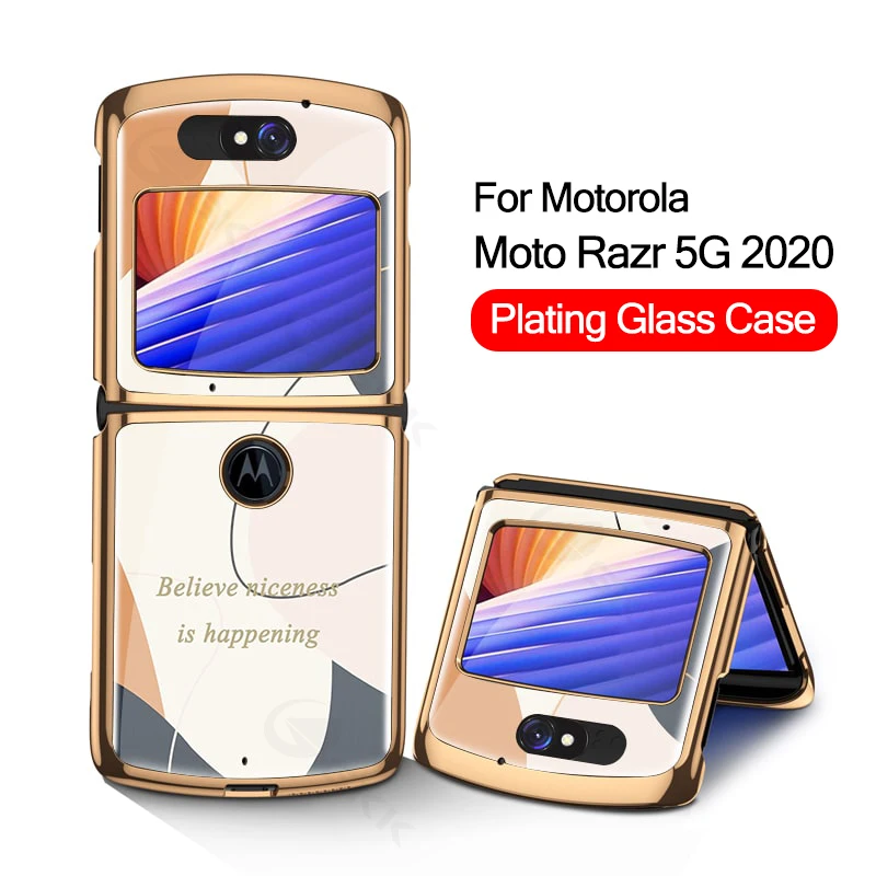 

Luxury Plating Pattern Glass Flip Case For Motorola Moto Razr 5G Shockproof Protection Edge For Motorola Moto Razr 5G Case Cover