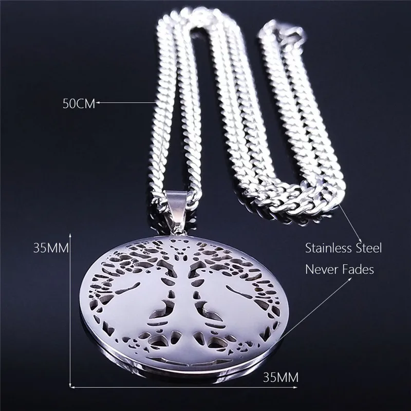 

Witchcraft Tree of Life Bunny Chain Necklace Silver Color Stainless Steel Necklaces Women/Men Jewelry collier homme N4300S05