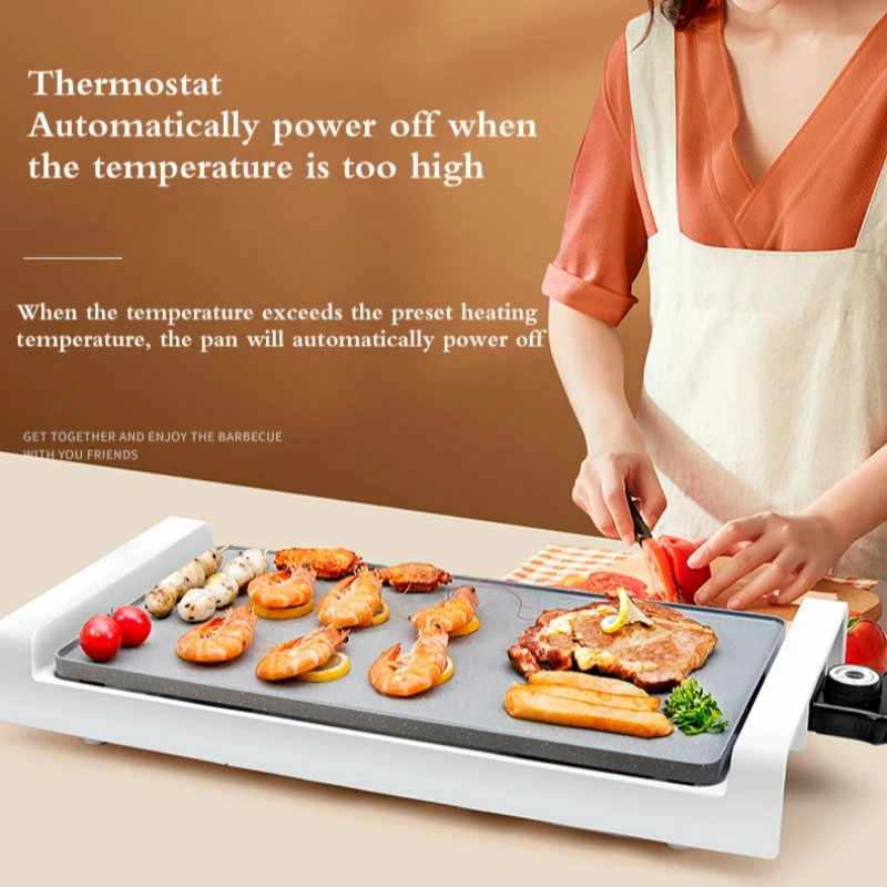 Pаспродажа JRM0221 бытовая электрическая сковорода-Гриль Барбекю Сковорода Крытый кастрюля с антипригарным покрытием для барбекю машина бездымного коре...