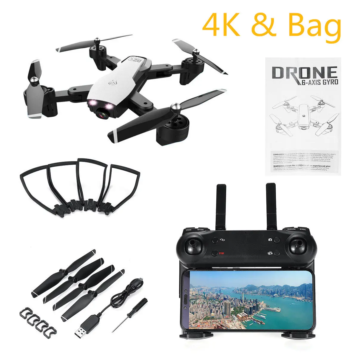 4k white bag 2,4G L107 1080P двойная Wifi камера s Drone 120M RC Drone gps полная широкоугольная камера приложение RC камера Drone gps - Цвет: 4k white bag
