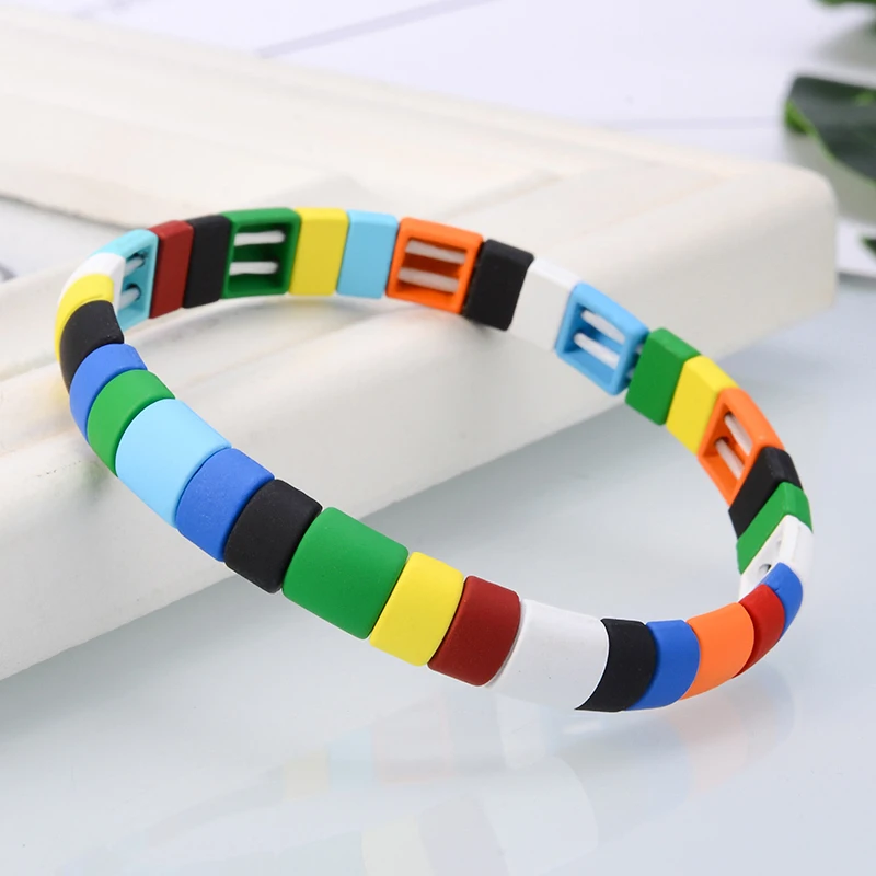 Новый Красочный браслет с уникальной радужной эмалью ручной работы унисекс