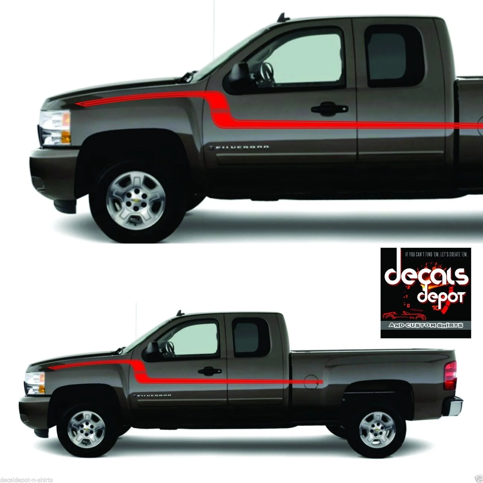 

Для 2x гибких боковых виниловых графических полос наклеек Chevy Silverado GMC Sierra