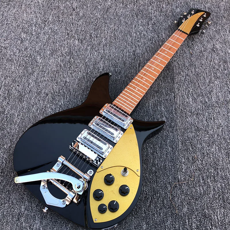 

Custom shop, high quality 6-string 325 electric guitar, black painted yellow guard, with 3 pickups and rockers, free delivery.