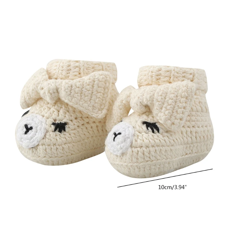 

Unisex Newborn Knitted Shoes Handmade Knitting Crochet Booties Slip-On Bed Shoes with Delicate Bow Cartoon