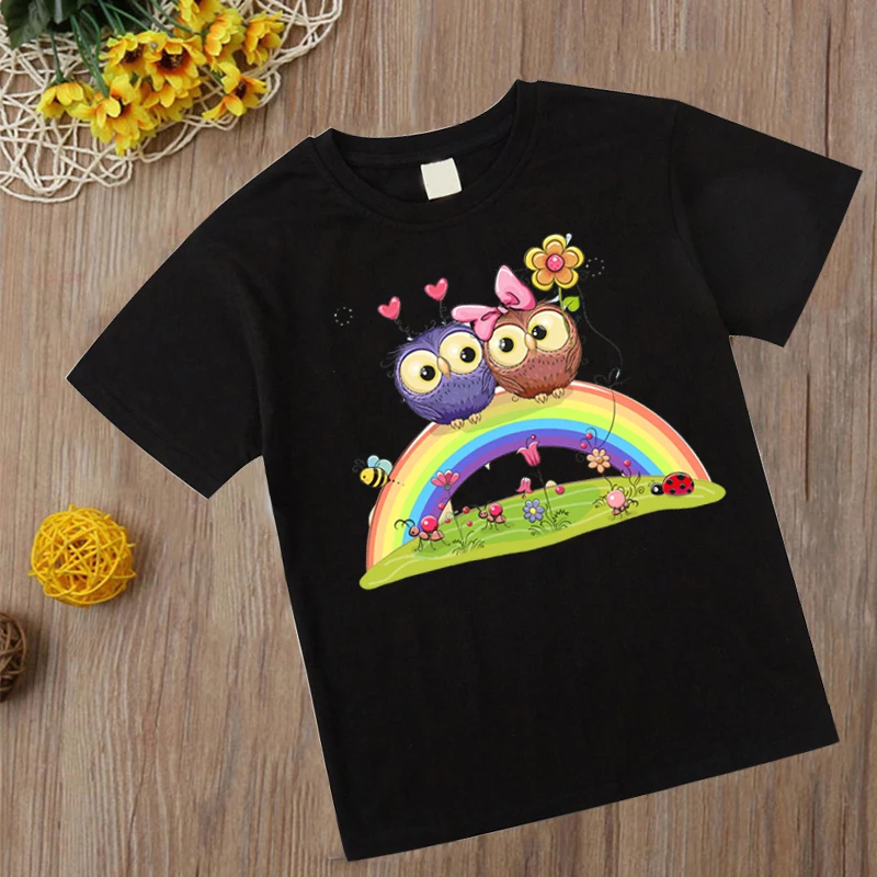 Детская футболка с изображением совы для мальчиков и девочек|Тройники| |