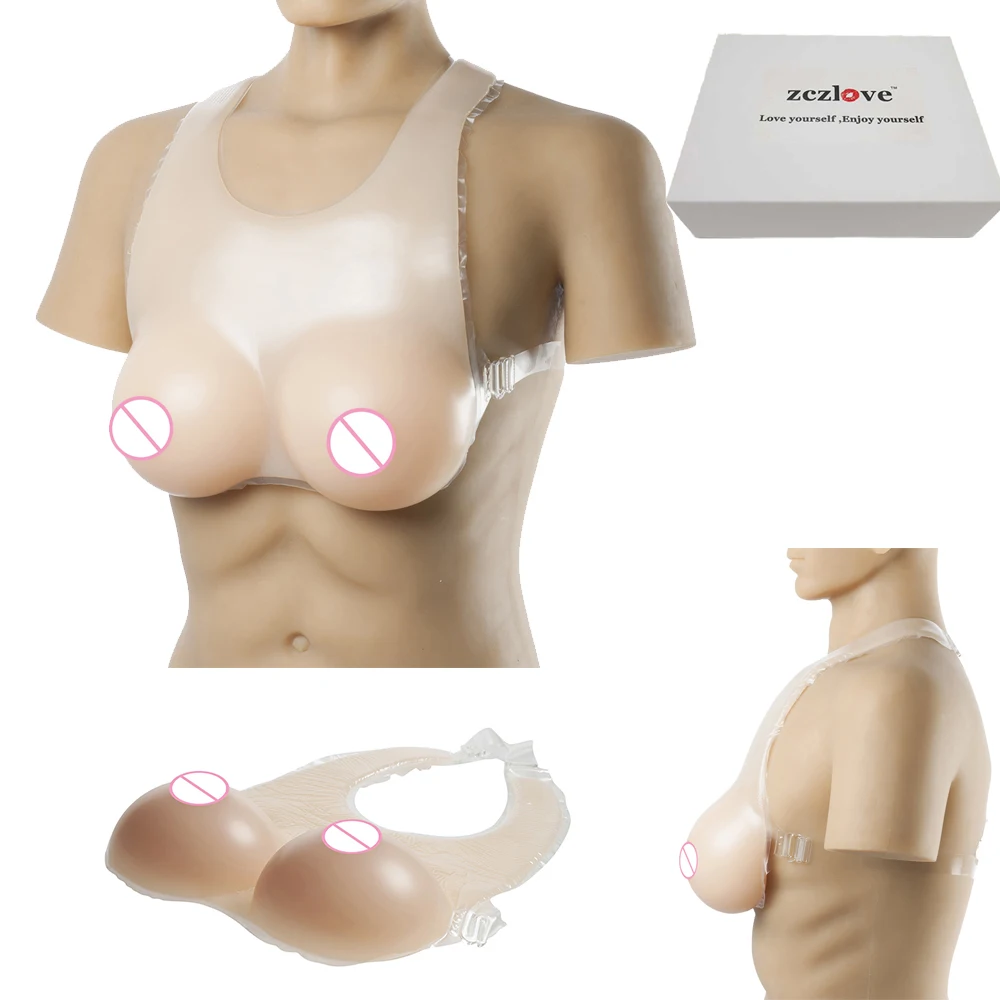 

800g C Cup Realistic Silicon Breast Forms Strap Fake Boobs for Crossdresser and Drag Queen Breast Bust Enhancer