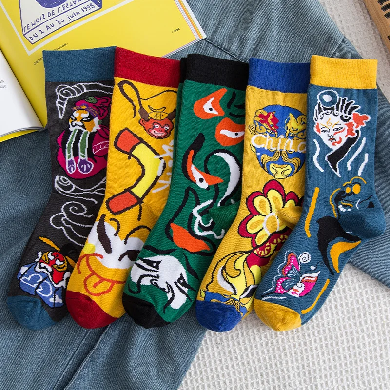 

Носки PEONFLY, хлопковые, с забавным рисунком для макияжа лица