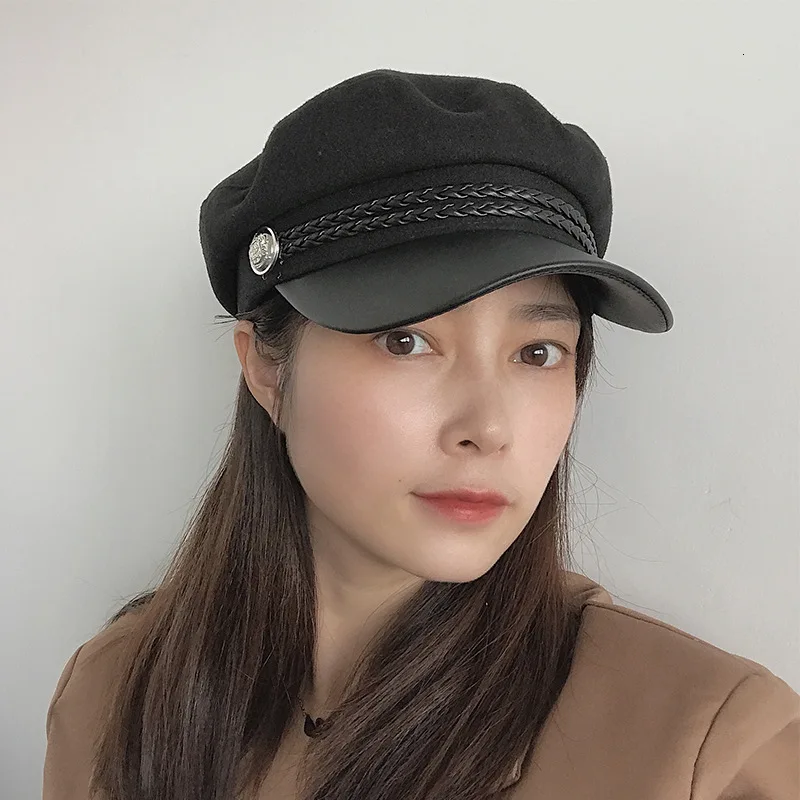 Удивительная модная однотонная женская военная Кепка с плоским верхом шапка для