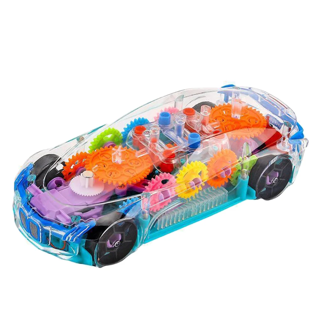 

Transparent Toy Car Electric Mechanical Gear Race Car with Colorful Light