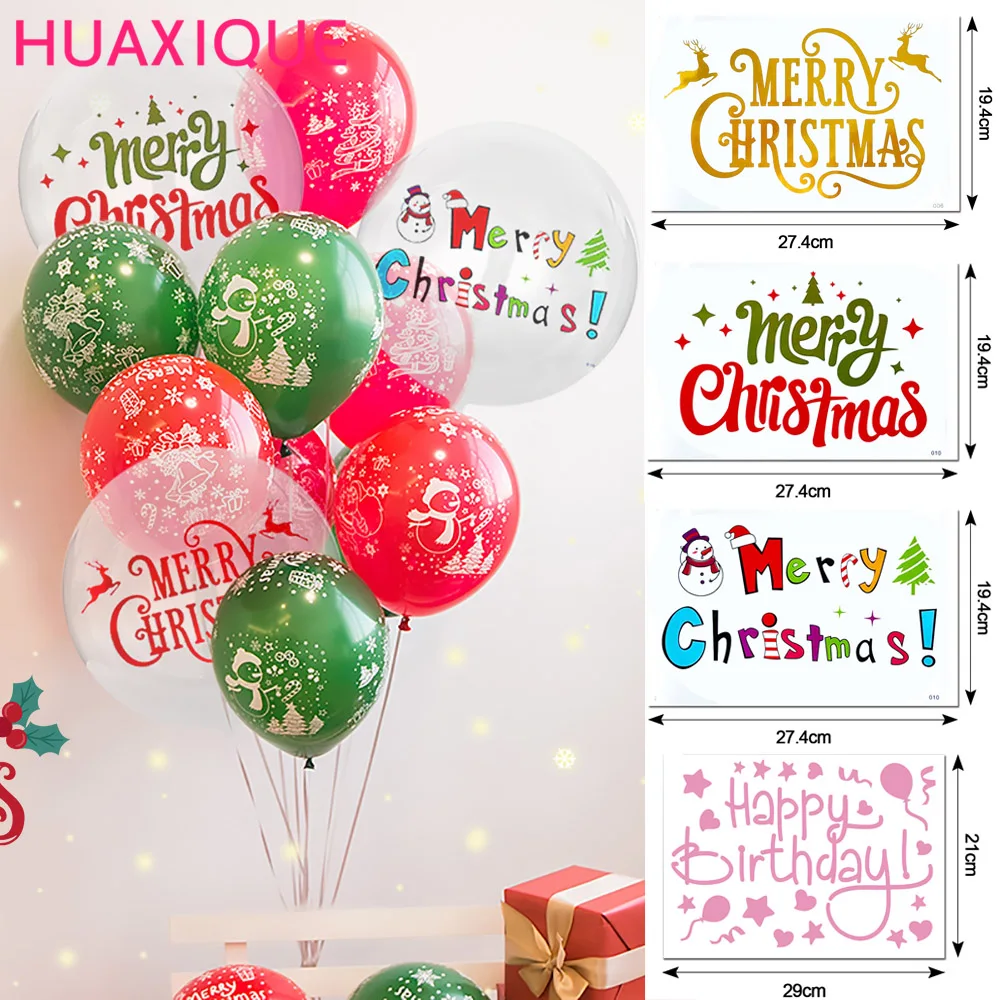 

Christmas Transparent BOBO Balloon Happy Birthday Christmas Happy Sticker Birthday Party Multi-word Three-dimensional Decoration