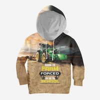 born to farm forced to go to school 3d printed hoodies kids zipper hoodies boy for girl funny sweatshirt tracksuit t shirt