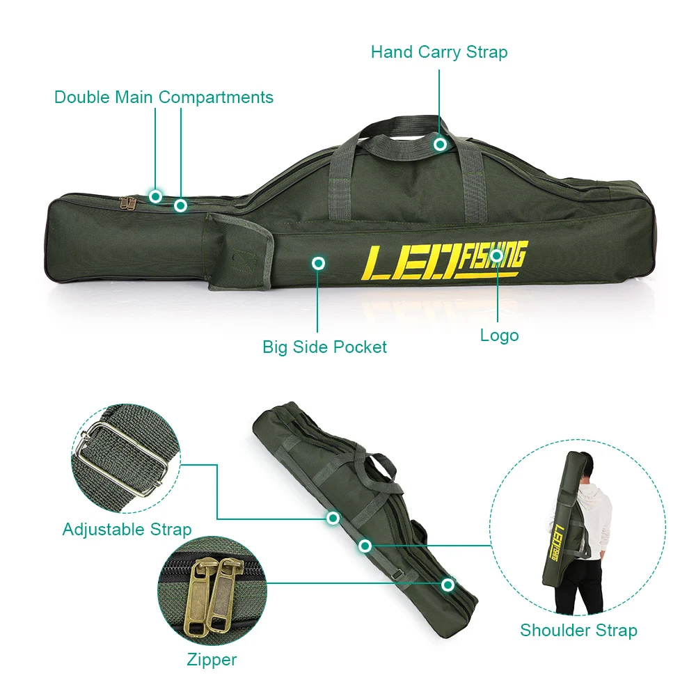 70cm/80cm/100cm/120cm/150cm Foldable Fishing Bags Rod Zipped Case Tackle Bag | Спорт и развлечения