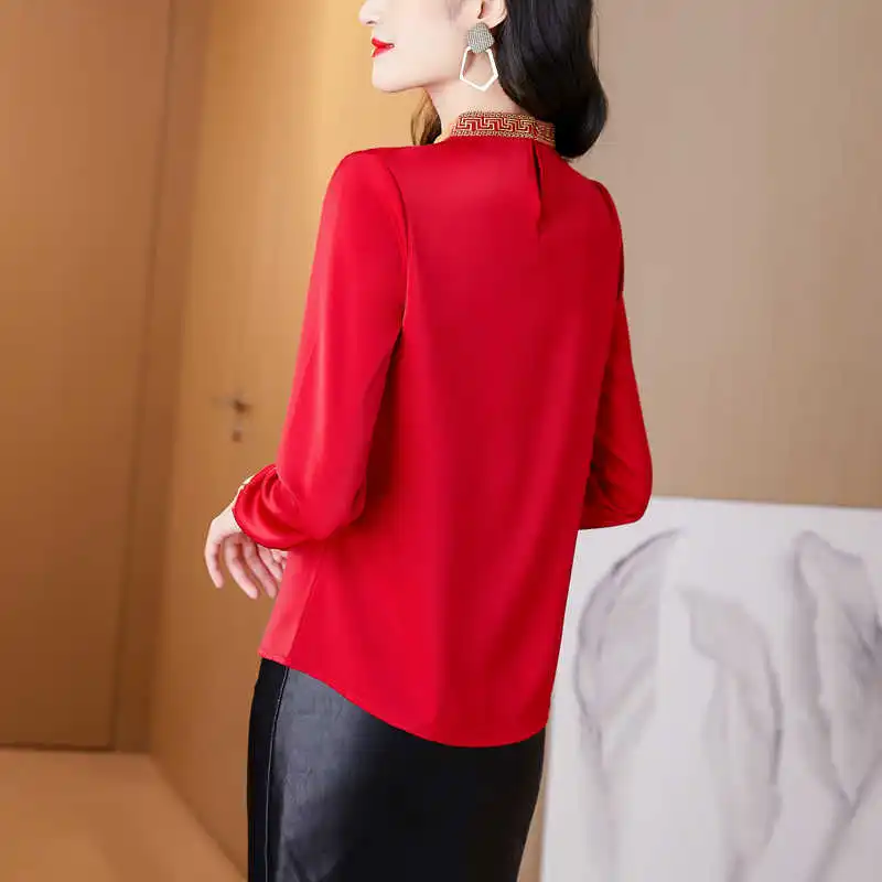 

ICCLEK Exquisite chiffon shirt ladies 2021 new style early spring and autumn fashion temperament blouse top trend long-sleeved s
