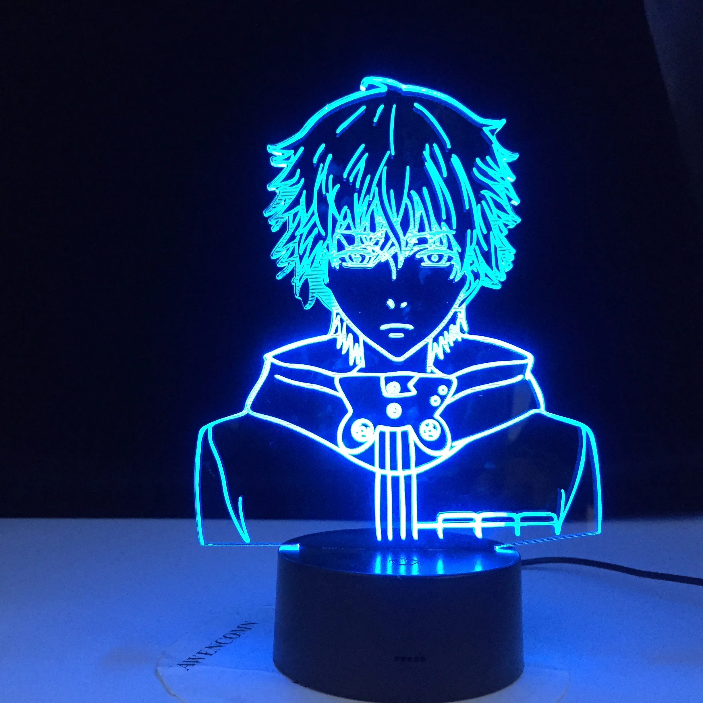 

Tokyo Ghoul Ken Kaneki Face Nightlight for Reading Room Decor Light Anime Gift for Birthday Table Lamp Usb 3d Led Night Light