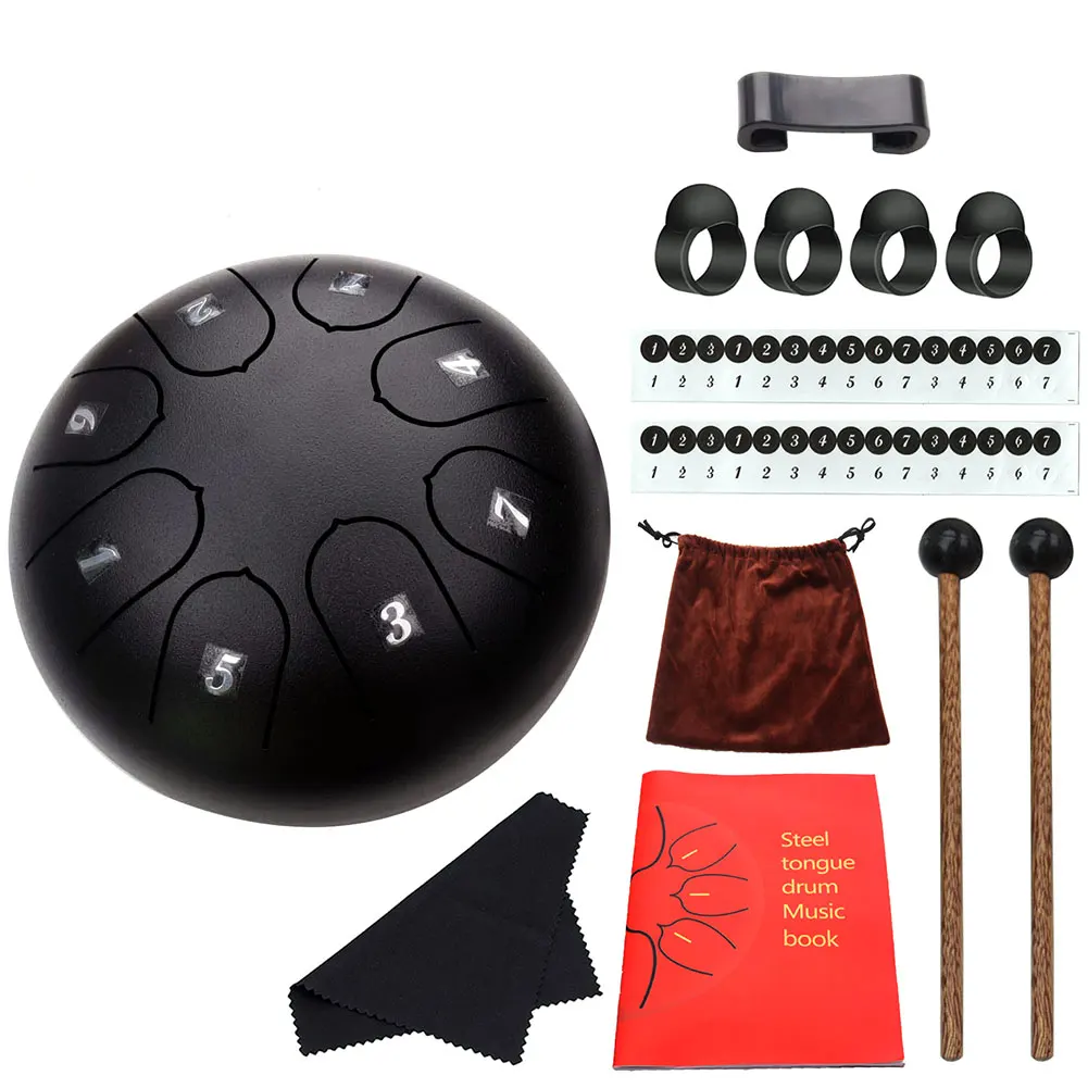 

6 Inch Steel Tongue Drum 8 Tune Hand Pan Drum Tank Hang Drum With Drumsticks Carrying Bag Percussion Instruments Yoga Meditation