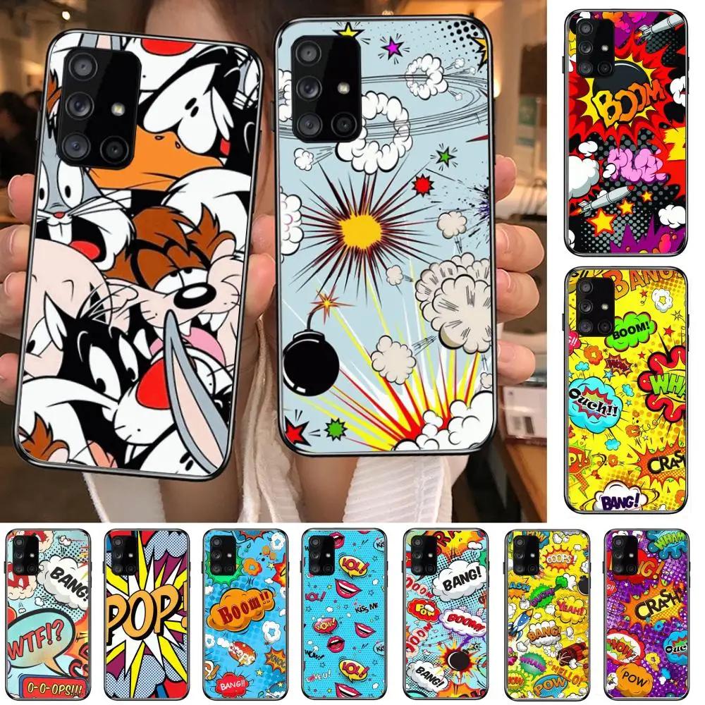 

Fashion boom pop art comics Phone Case Hull For Samsung Galaxy A 90 50 51 20 71 70 40 30 10 80 E 5G S Black Shell Art Cell Cove