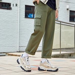Весна 2020, Новые повседневные мужские прямые брюки SEMIR, Девятый стиль инструментальной обработки, однотонные хлопковые брюки